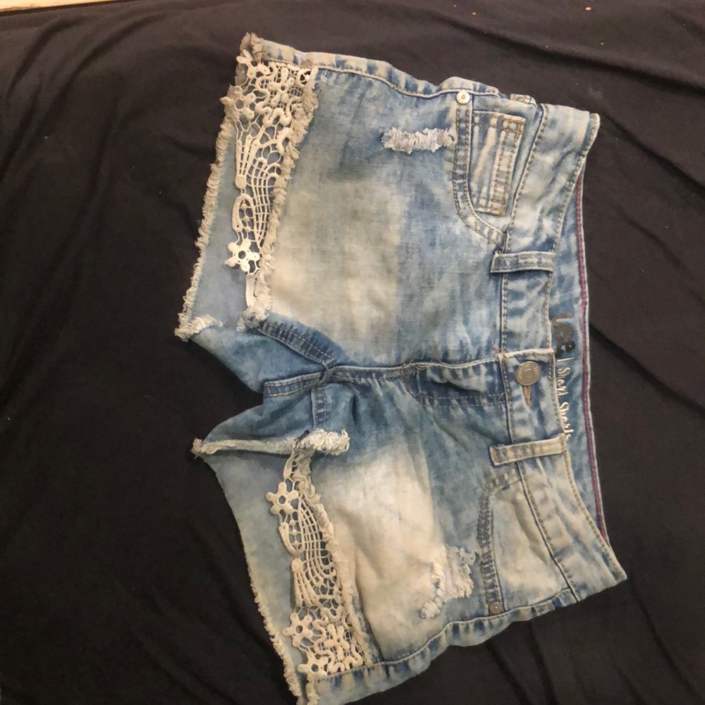 Distressed and Lightened Short Shorts